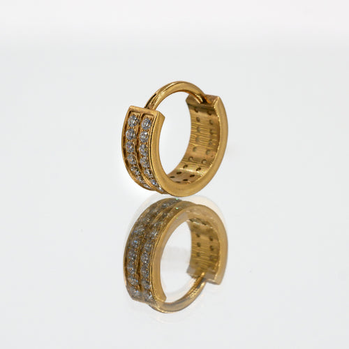Product picture gold titanium chunky clicker piercing ring hoop white cubic zirconia stones
