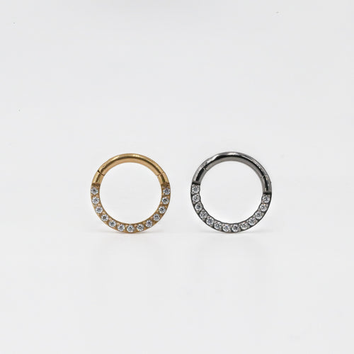 Product picture gold silver titanium piercing clicker rings white zirconia stones 16 gauge 