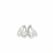 Load image into Gallery viewer, Product picture double huggie earring sterling silver 925 white zirconia stones
