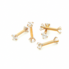 Load image into Gallery viewer, Product picture gold zirconia stone labret 16 gauge surgical steel
