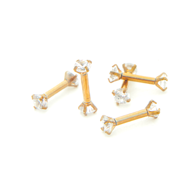 Product picture gold zirconia stone labret 16 gauge surgical steel