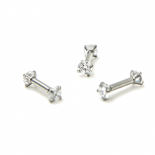 Load image into Gallery viewer, Product picture silver zirconia stone labret 16 gauge surgical steel
