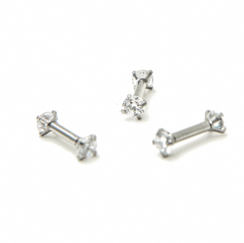 Product picture silver zirconia stone labret 16 gauge surgical steel